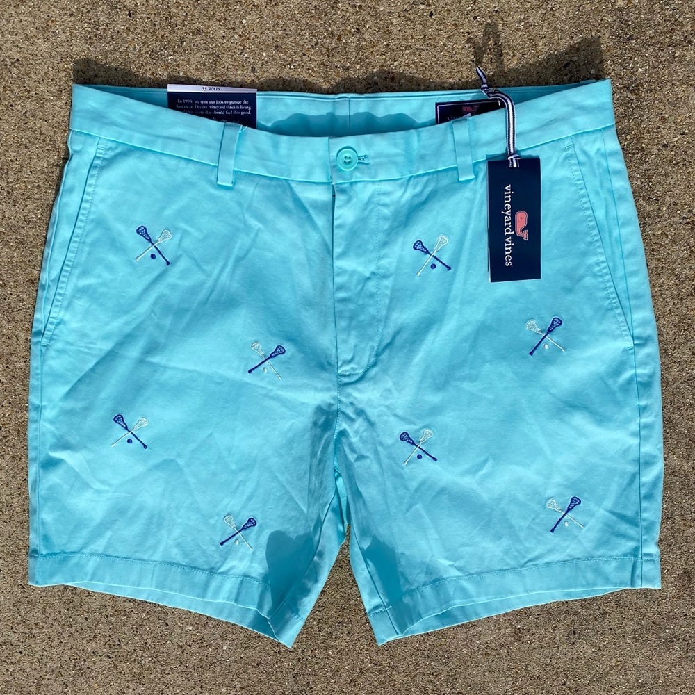 Vineyard Vines Lacrosse Embroidered 35 Waist 7 Inch Breaker Shorts New With Tags